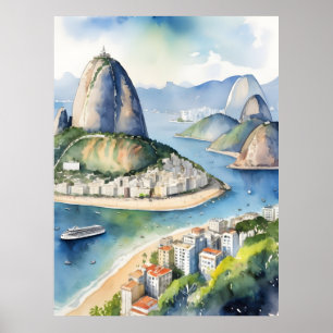 Rio De Janeiro vattenfärgsart Poster