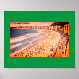 Rio de Janeiro, Vintage Copacabana Beach, Brasilie Poster