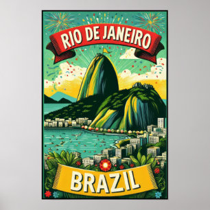 Rio de Janeiro Vintage Resemål Poster