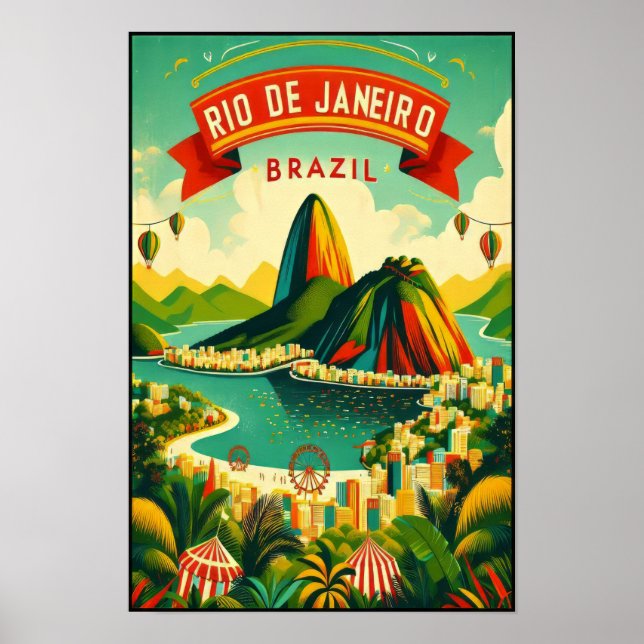 Rio de Janeiro Vintage Resemålningaffisch Poster (Framsidan)