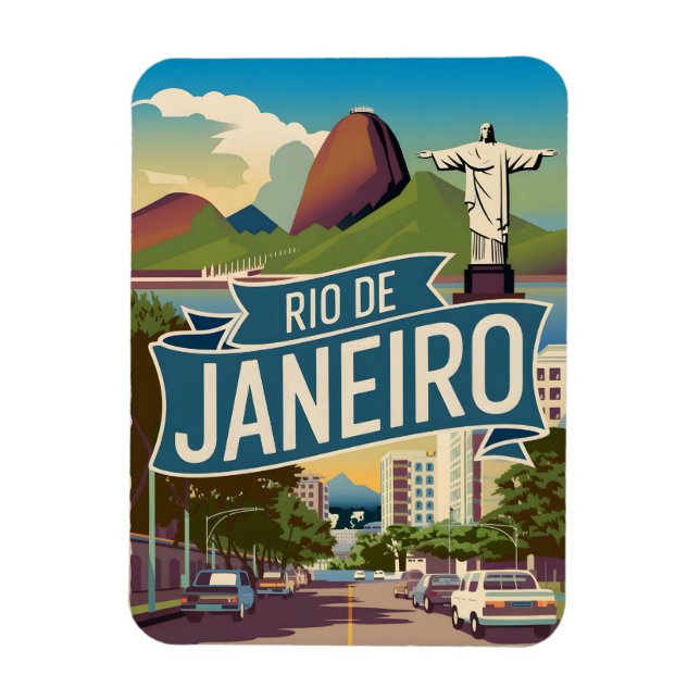 Rio de Janeiro-vintagen Magnet (Vertikal)