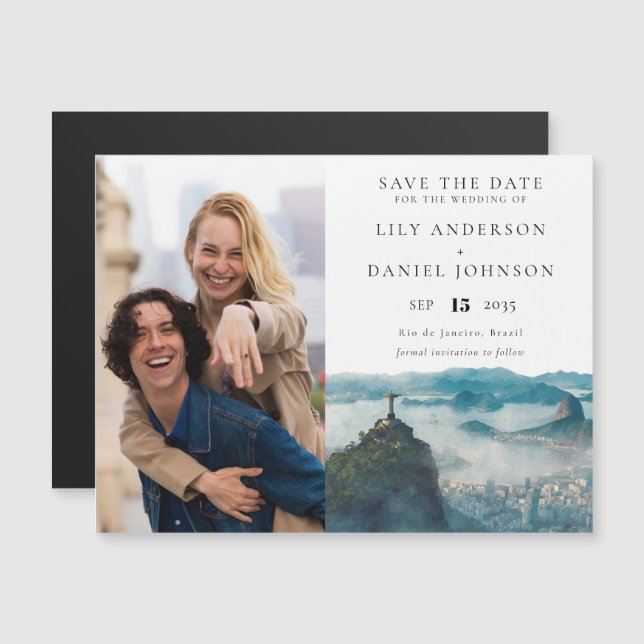 Rio de Janeiro Wedding Photo Save The Date Magnetisk Inbjudningskort (Fram/baksida)