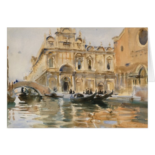 Rio dei Mendicanti, Venedig av John Singer Sargent Hälsningskort (Framsidan Horizontal)