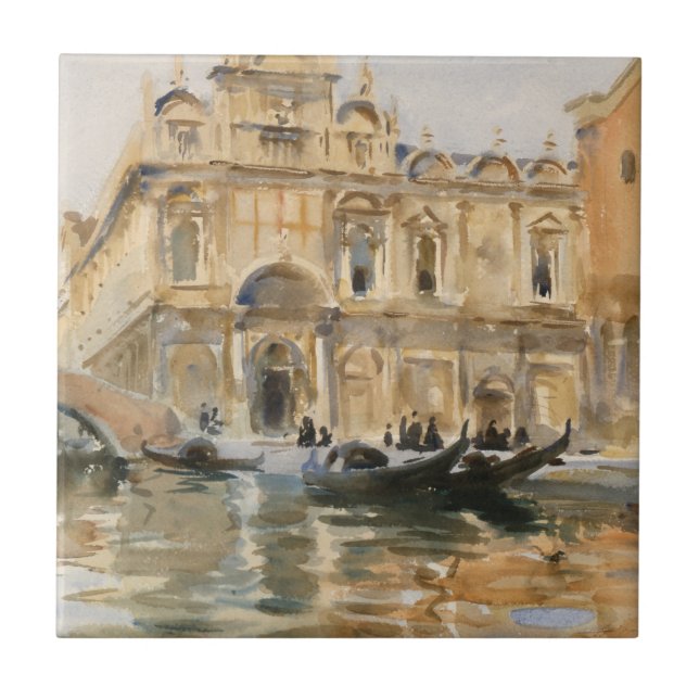 Rio dei Mendicanti, Venedig av John Singer Sargent Kakelplatta (Framsidan)