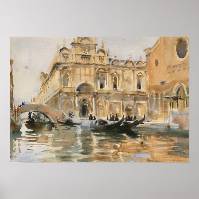 Rio dei Mendicanti, Venedig av John Singer Sargent Poster (Framsidan)