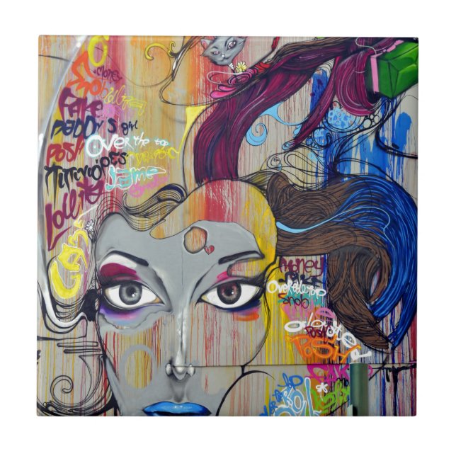 Rio Graffiti Art Ansikte Kakelplatta (Framsidan)