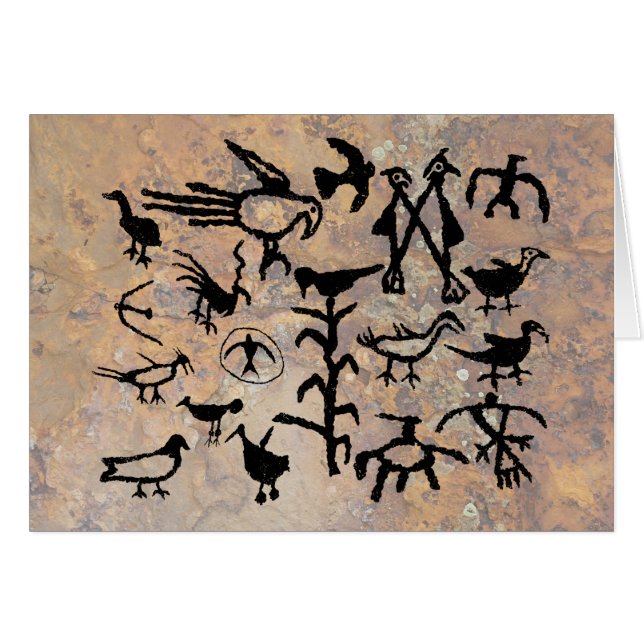 Rio Grande Bird Petroglyphs Hälsningskort (Framsidan Horizontal)