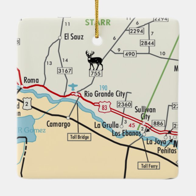 Rio Grande City TX Julgransprydnad Keramik (Baksida)