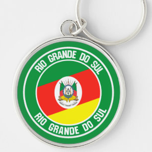 Rio Grande do Sul Round Emblem Rund Silverfärgad Nyckelring