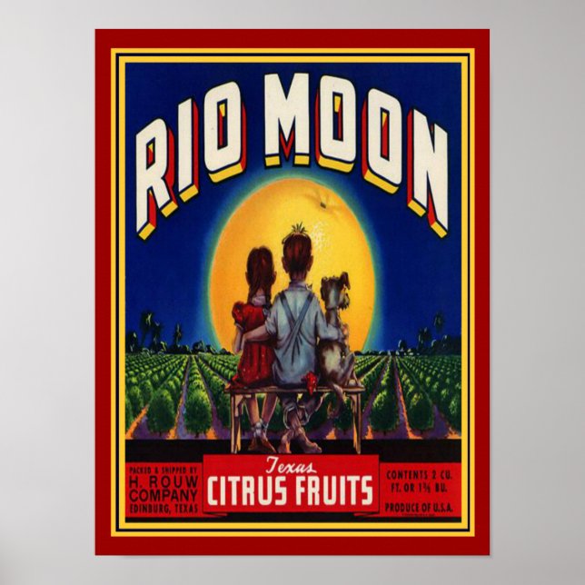 "Rio Måne" 1940's Citrus Fruit Ad-12x16 Poster (Framsidan)
