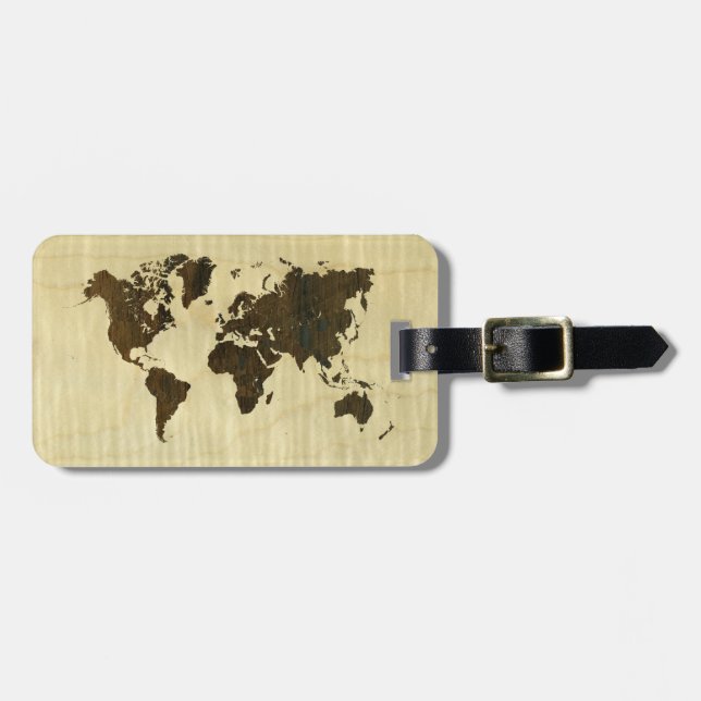 Rio Rosewood och Curly Maple World Map.jpg Bagagebricka (Horisontell Framsida)