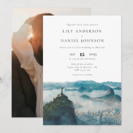 Rio Skyline Brazil Destination Photo Wedding Inbjudningar