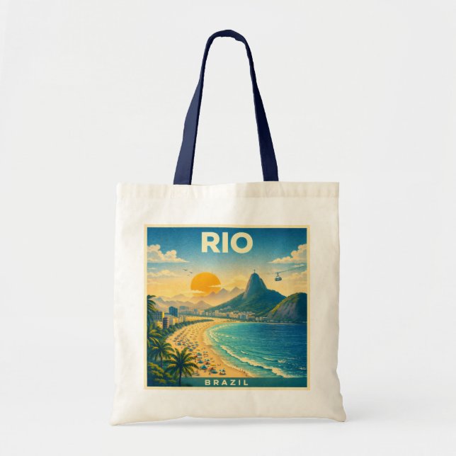 Rio Travel Poster Tote Bag Tygkasse (Framsidan)