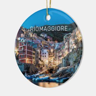 Riomaggiore Cinque Terre La Spezia Italien Panoram Julgransprydnad Keramik