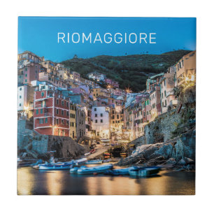 Riomaggiore Cinque Terre La Spezia Italien Panoram Kakelplatta