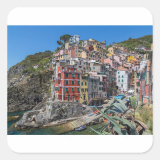 Riomaggiore Cinque Terre Liguria Italien Fyrkantigt Klistermärke