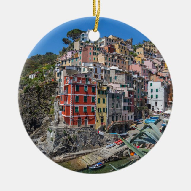 Riomaggiore Cinque Terre Liguria Italien Julgransprydnad Keramik (Framsidan)