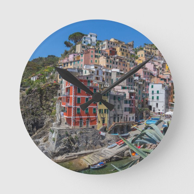 Riomaggiore Cinque Terre Liguria Italien Rund Klocka (Framsida)