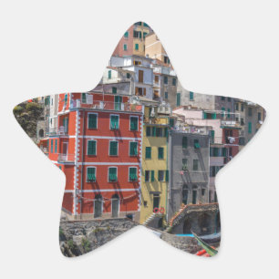 Riomaggiore Cinque Terre Liguria Italien Stjärnformat Klistermärke
