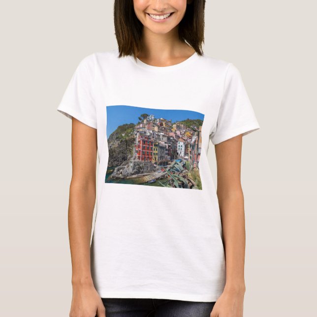 Riomaggiore Cinque Terre Liguria Italien T Shirt (Framsida)