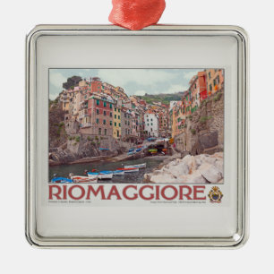 Riomaggiore hamn - på White.jpg Julgransprydnad Metall
