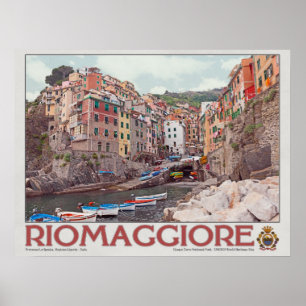 Riomaggiore Harbour - om White.jpg Poster
