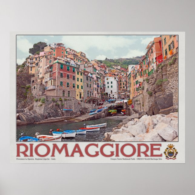 Riomaggiore Harbour - om White.jpg Poster (Framsidan)