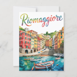 Riomaggiore vattenfärg vykort