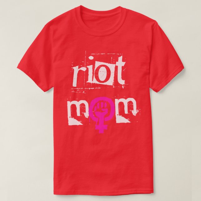 RIOT GRRL MAMMA, vit text T Shirt (Design framsida)
