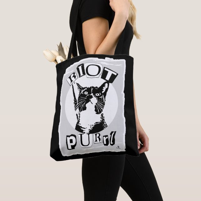 Riot Purrul Girl Epic Punk Vibes Cool Cat Design Tygkasse (Närbild)