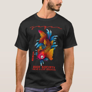 Riot-Society-Japan-Koi-Lotus Graphic-Embroized T Shirt