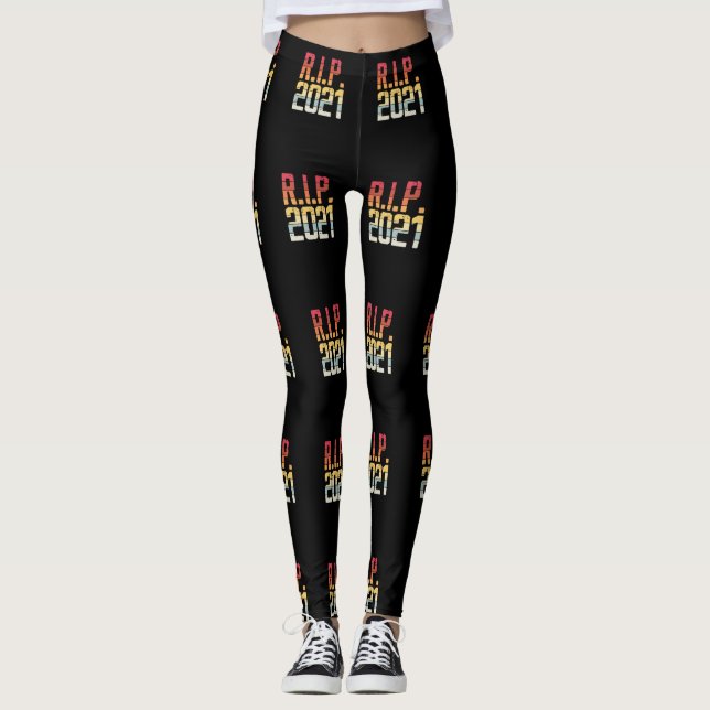 RIP 2021 New Years Eve Funny Quote Leggings (Framsida)