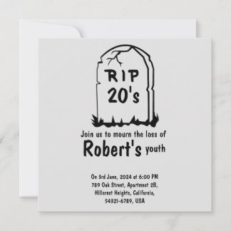 Rip 20 är lustig 30års födelsedag inbjudningar