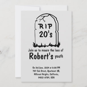 Rip 20 är lustig 30års födelsedag inbjudningar