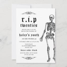 RIP 20-årsjubileum 20-årsjubileum Funny Skeleton 3 Inbjudningar