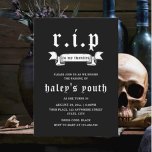 RIP 20-årsjubileum Funny Dödsbegravning 30års föde Inbjudningar