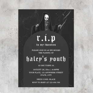 RIP 20-årsjubileum Funny Dödsbegravning 30års föde Inbjudningar