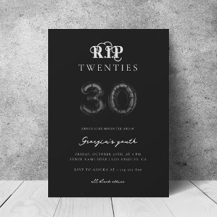 RIP 20 Black Balloons 30års födelsedag Party Inbjudningar