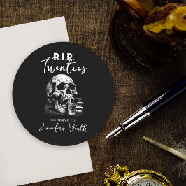 RIP 20 Black Skull 30års födelsedag Party Underlägg Papper Rund