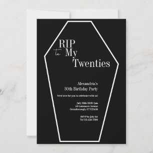 RIP 20:e Gothic 30års födelsedag Party Black and W Inbjudningar
