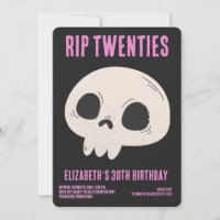 RIP 20:s Black Rosa Funny Skull 30års födelsedag P