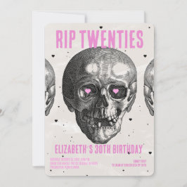 RIP 20:s Black Rosa Funny Skull 30års födelsedag P Inbjudningar