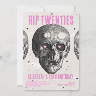 RIP 20:s Black Rosa Funny Skull 30års födelsedag P Inbjudningar
