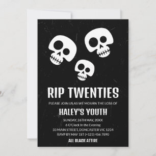 RIP 20 s Skull Funny Funeral 30års födelsedag Inbjudningar
