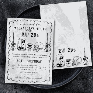 RIP 20-talet Doodle Sten Ser ut som Begravning 30- Inbjudningar