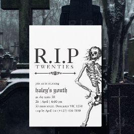 RIP 20-talet Twenties Rolig Dödskalle Begravning 3 Inbjudningar