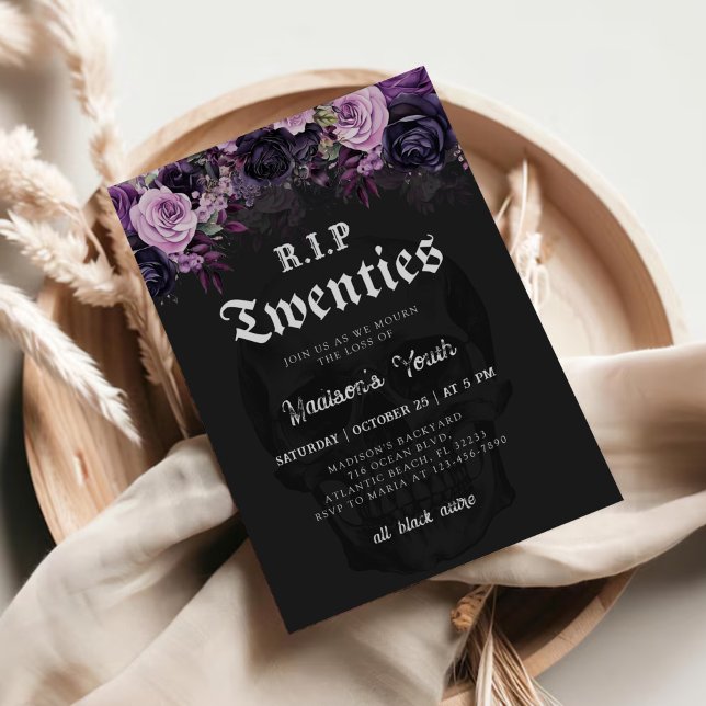 RIP 20-talets Blommigt Död till Ungdom 30års födel Inbjudningar (Skapare uppladdad)