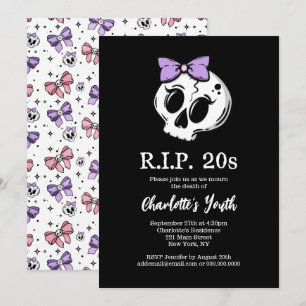 Rip 20-talets Coquette Aesthetic Bow 30års födelse Inbjudningar