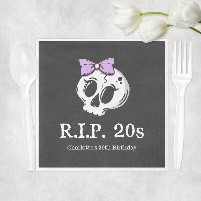 Rip 20-talets Coquette Aesthetic Bow 30års födelse Pappersservett (Rip 20s Coquette Aesthetic Bow 30th Birthday Party Napkins
)