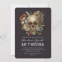 RIP 20-talets skalle Blommigt 30års födelsedag Par Inbjudningar